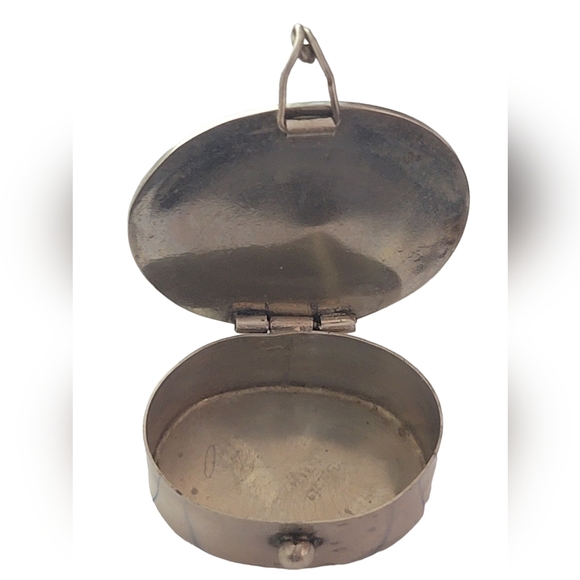 Alpaca Mexico Abalone Floral Inlay Pill Box Hinged Snuff Trinket Vintage Silver - Picture 9 of 17